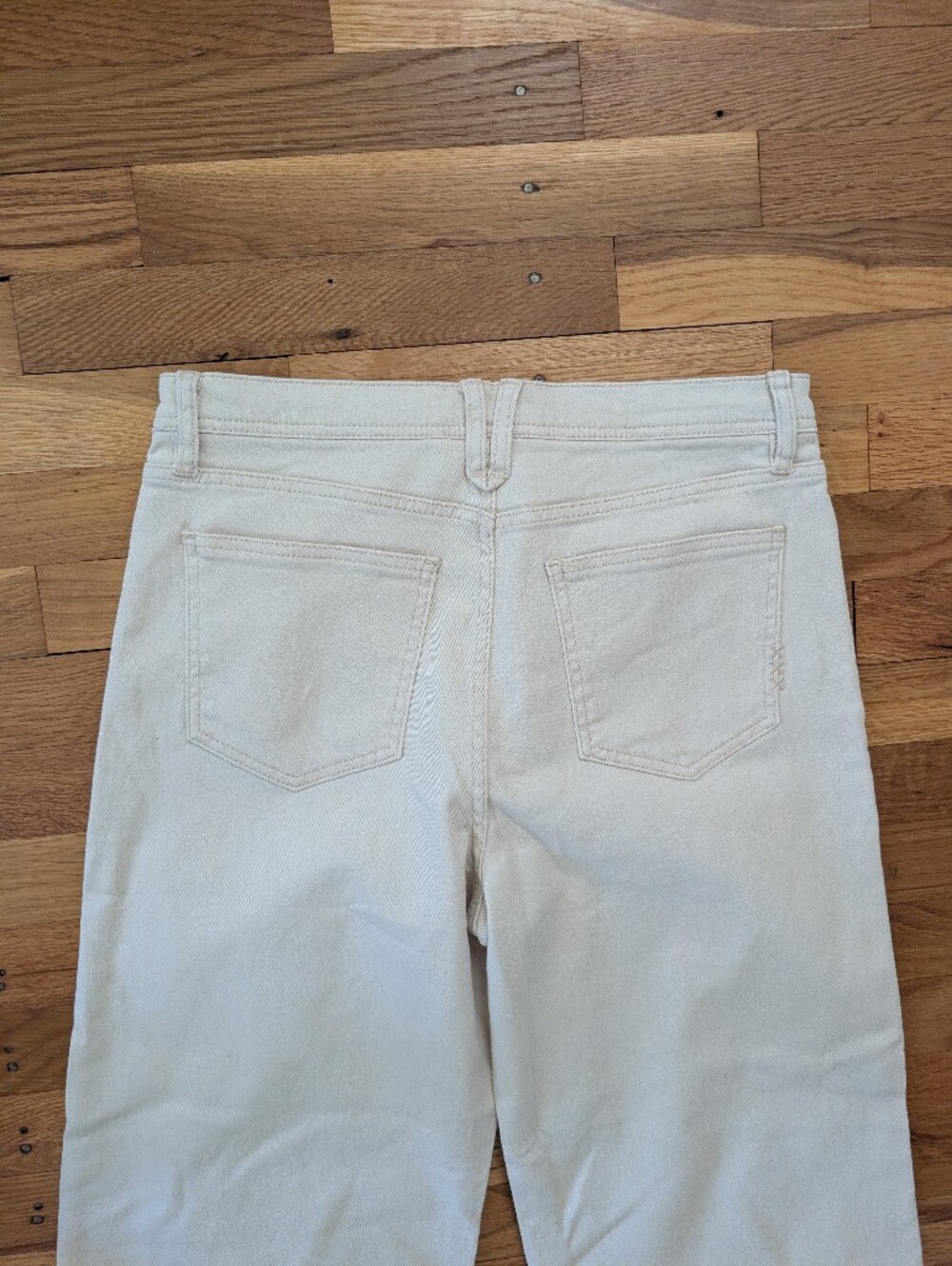 NWOT Scotch & Soda The Wave Button-Fly High Waist Crop Wide Leg Jeans in Cream - Picture 4 of 7